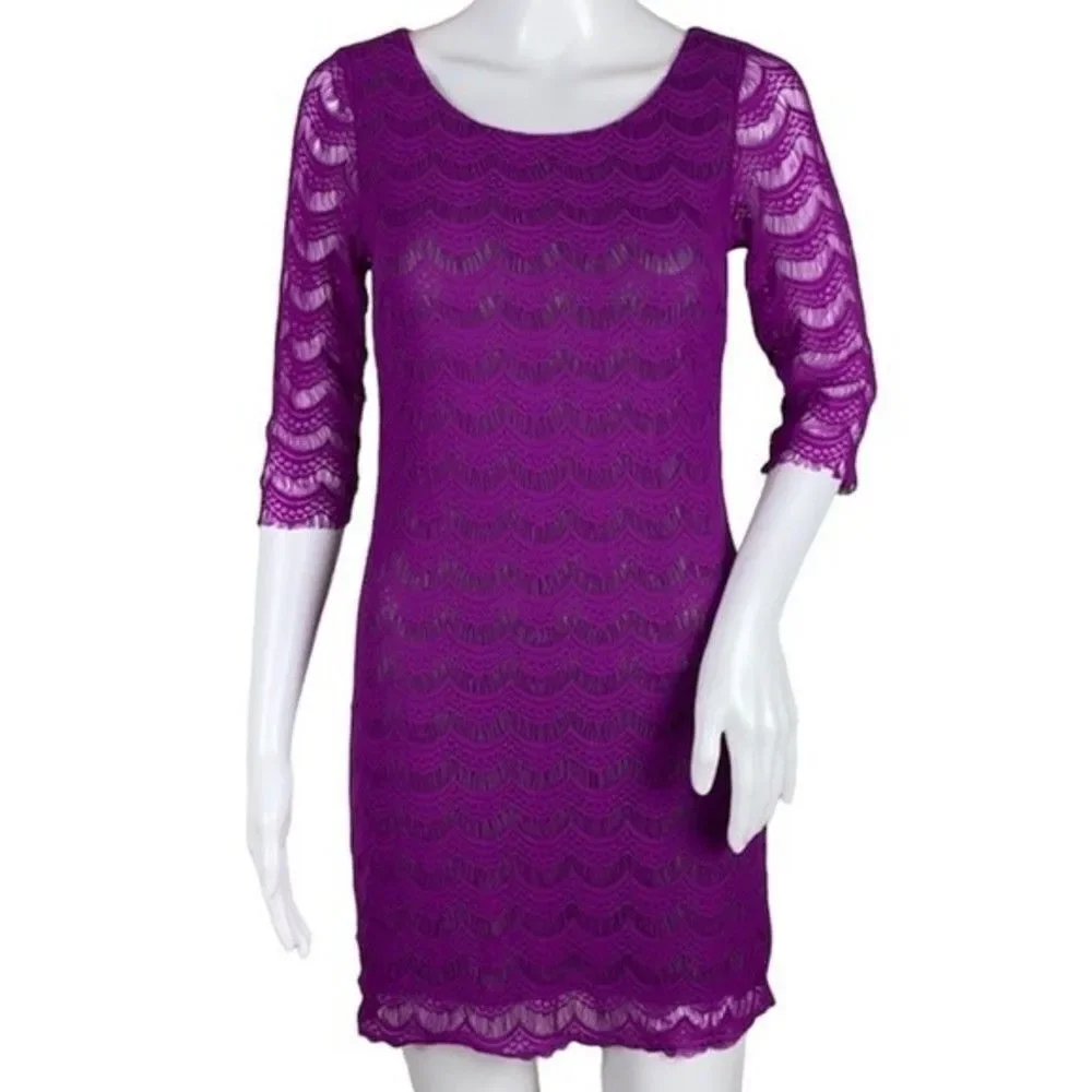 Free People Holly Lace Fuchsia Purple Mini Sheath Dress XS
